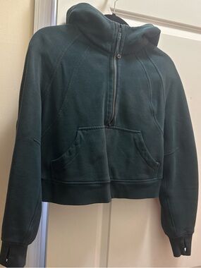 lululemon athletica Dark Green/Teal Cropped Half-Zip Hoodie
